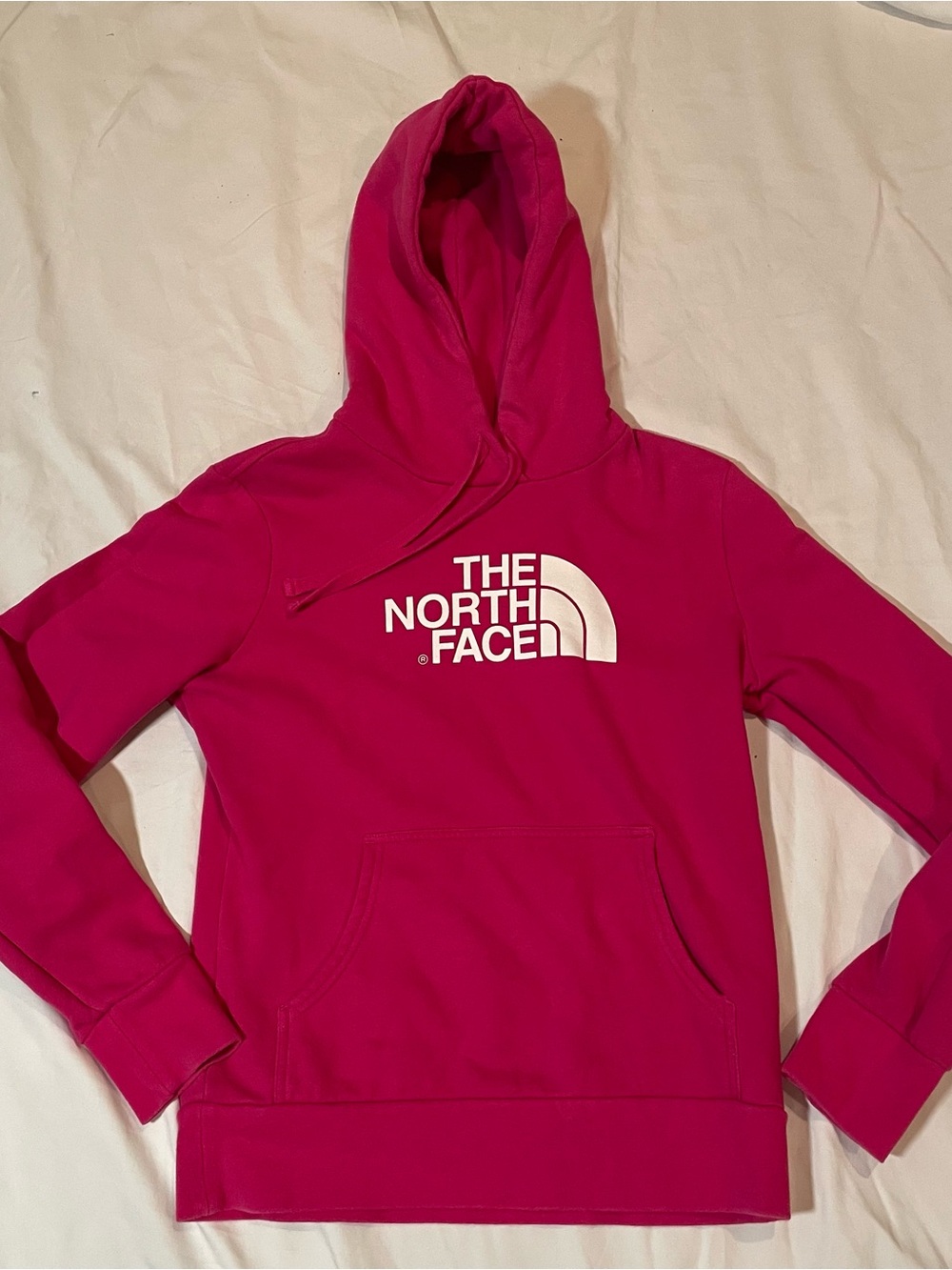 The North Face Pink Pullover Hoodie with White Half Dome Logo
